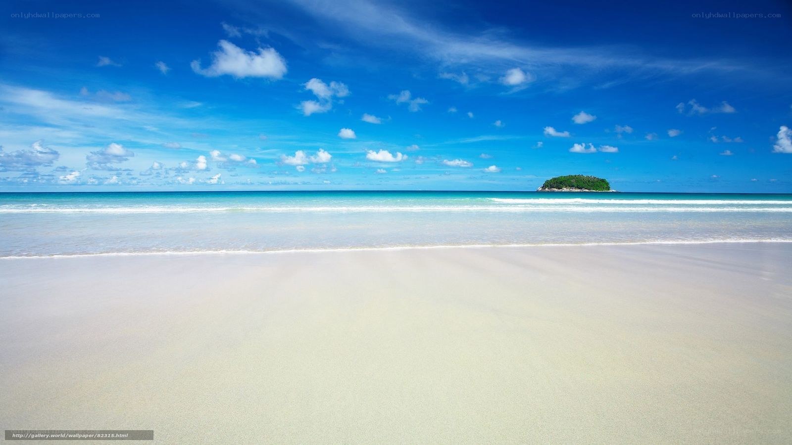 tropical beach with island