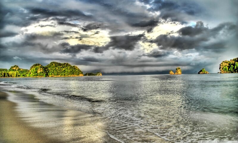 Tropical Beach with Islands — Green