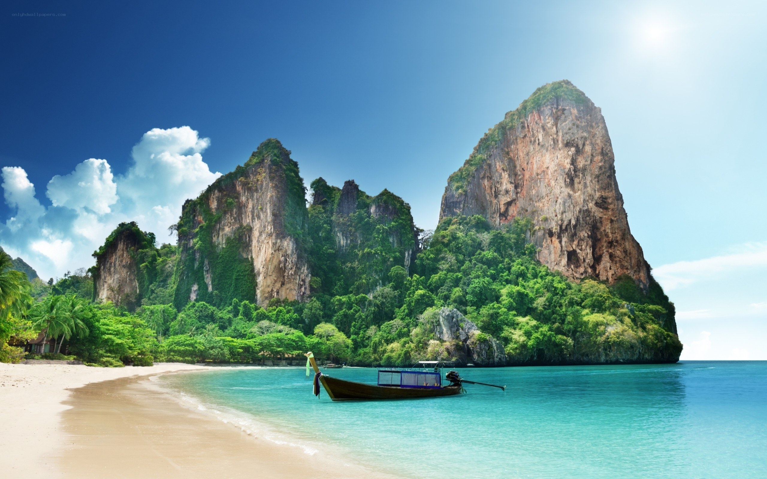 tropical beach with limestone cliffs