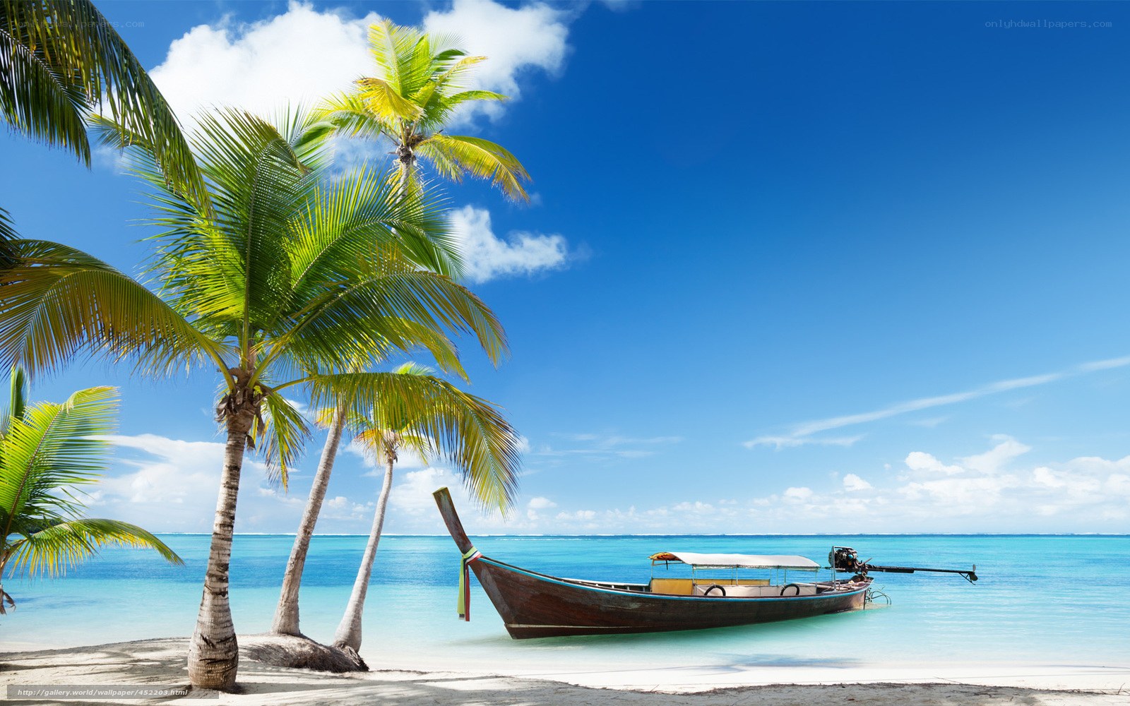 Tropical beach with longtail boat