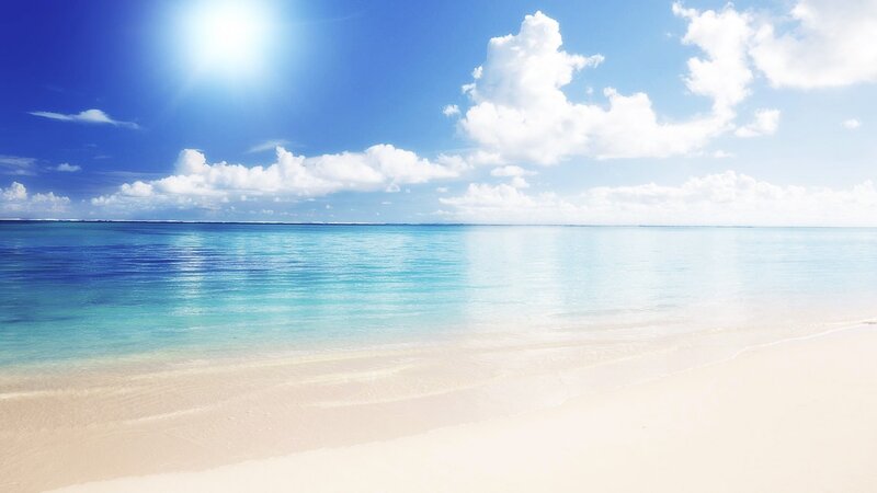 Tropical Beach with Ocean — Blue, Serene, Afternoon, Photograph, Sun