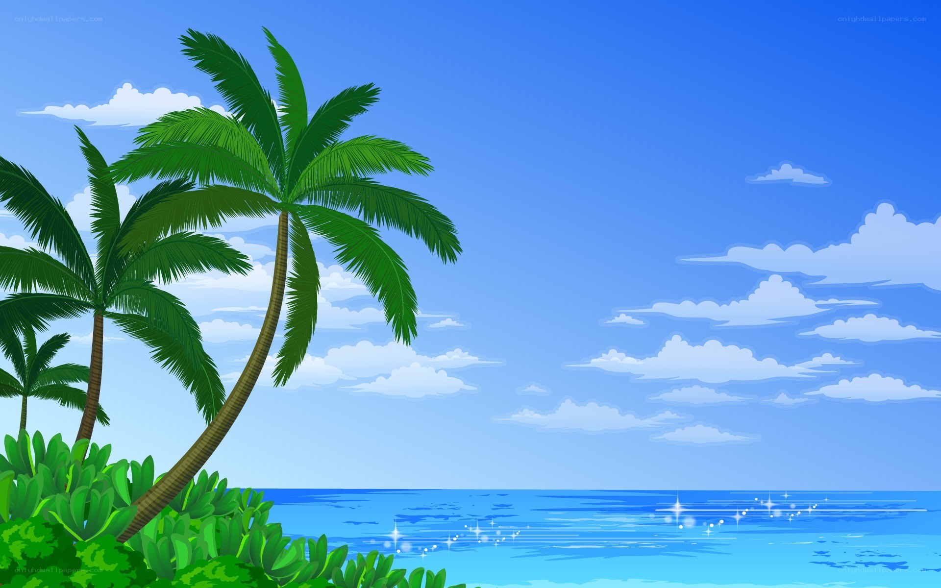 tropical beach with palm trees