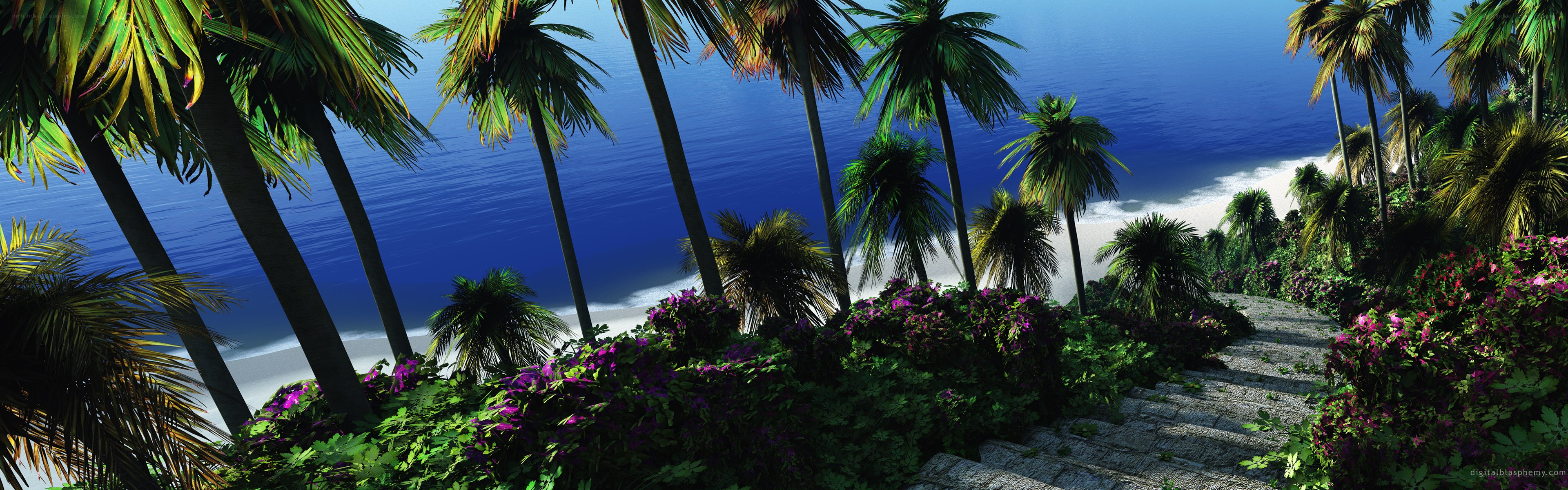 Tropical beach with palm trees