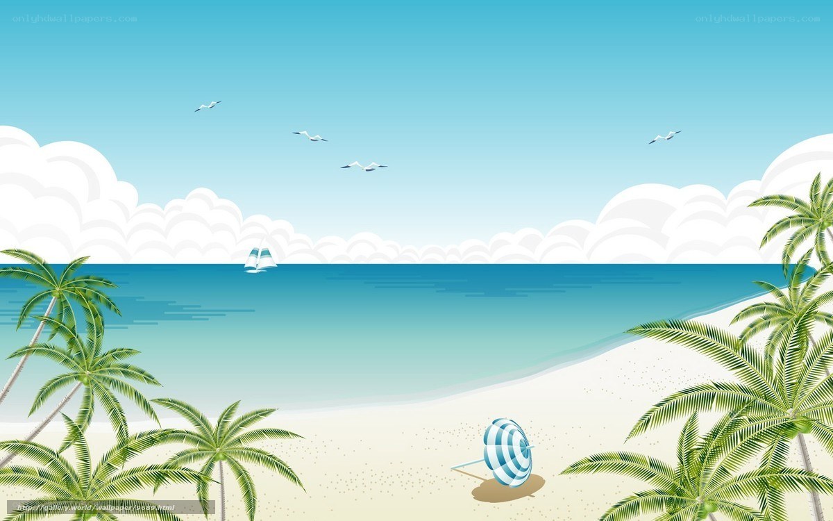 tropical beach with palm trees