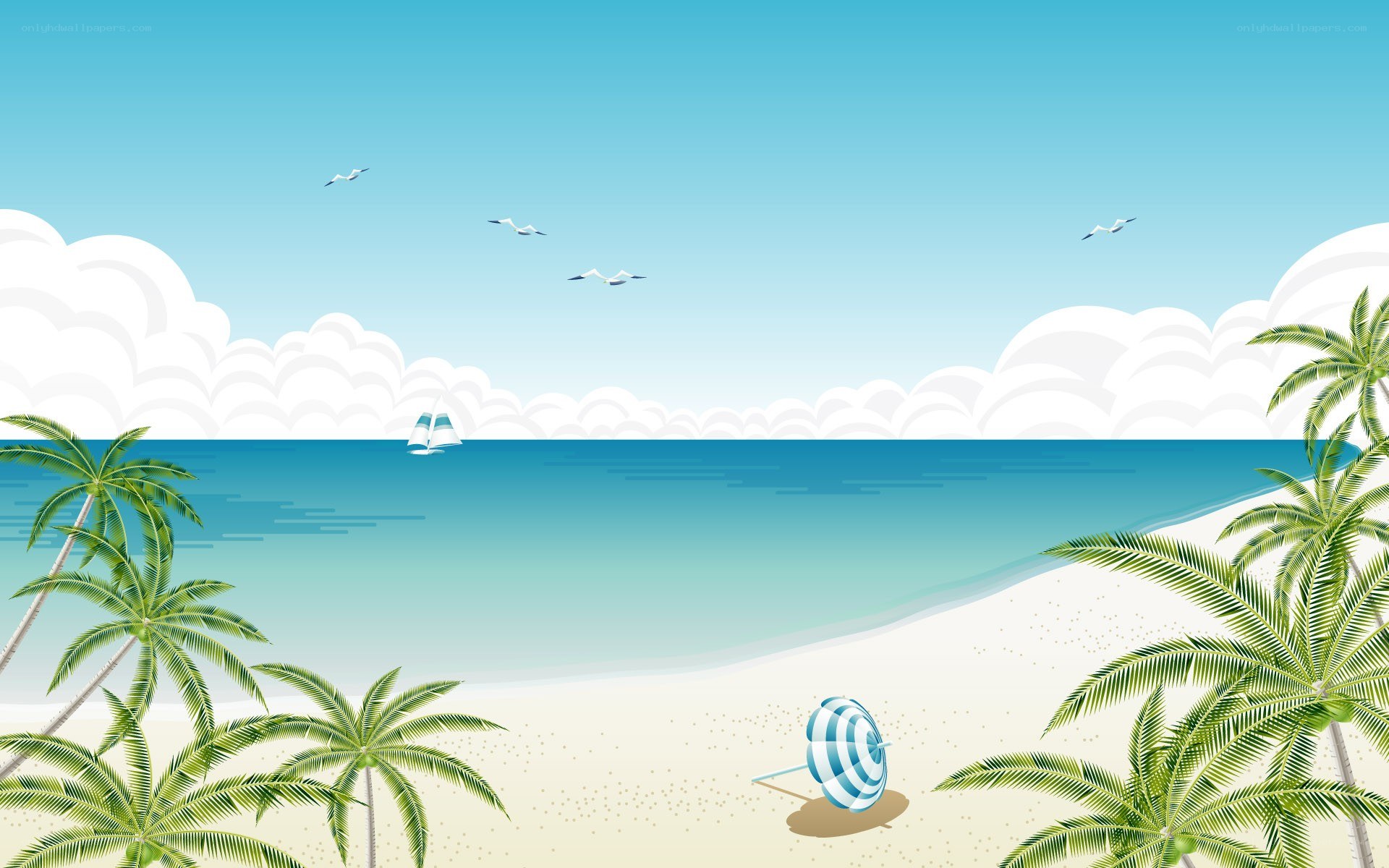tropical beach with palm trees
