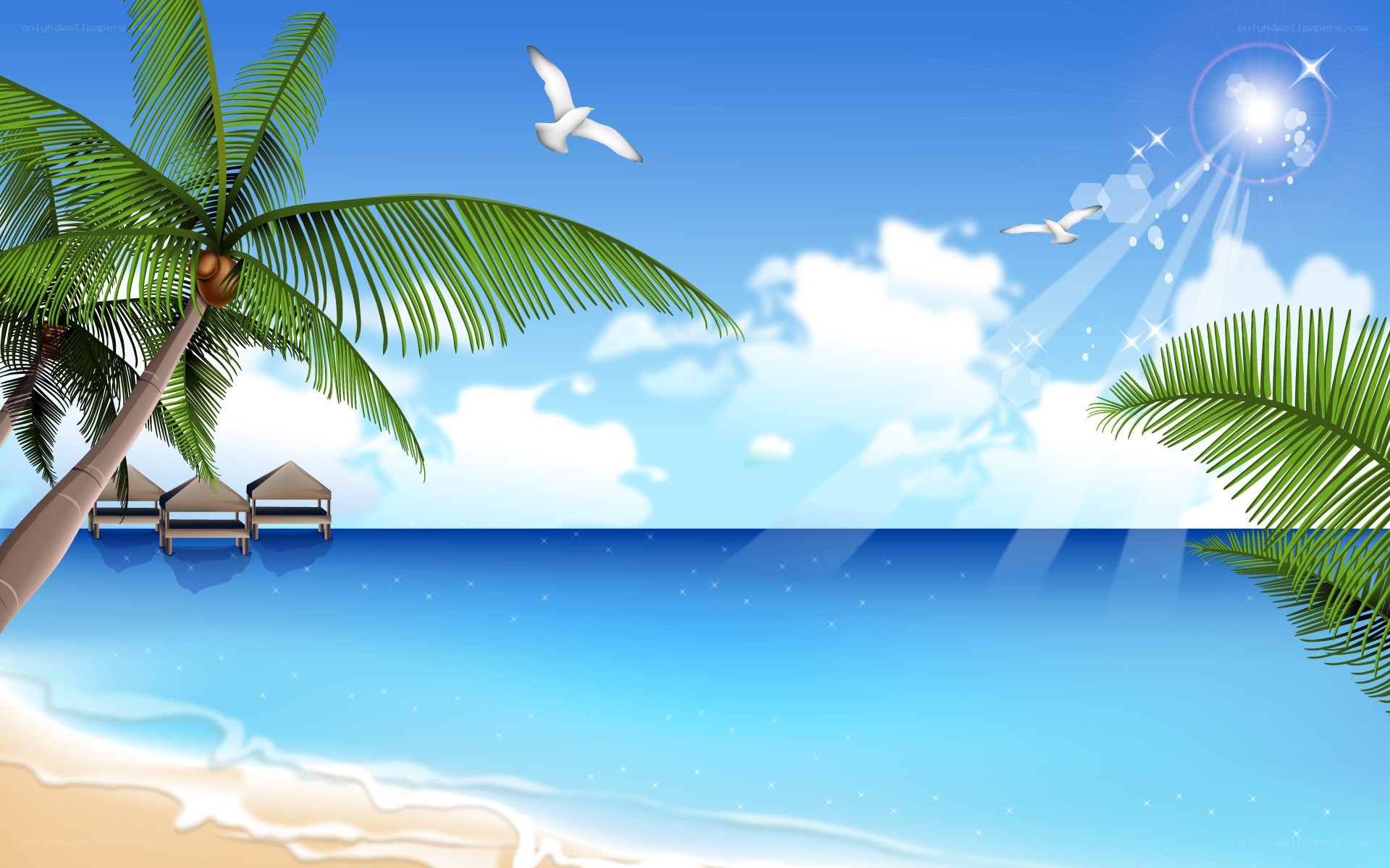 tropical beach with palm trees