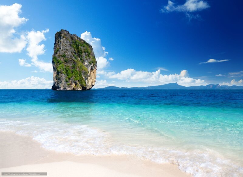 Tropical Beach with Rock — Blue, Serene