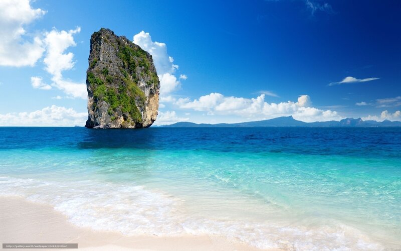 tropical beach with rock formation