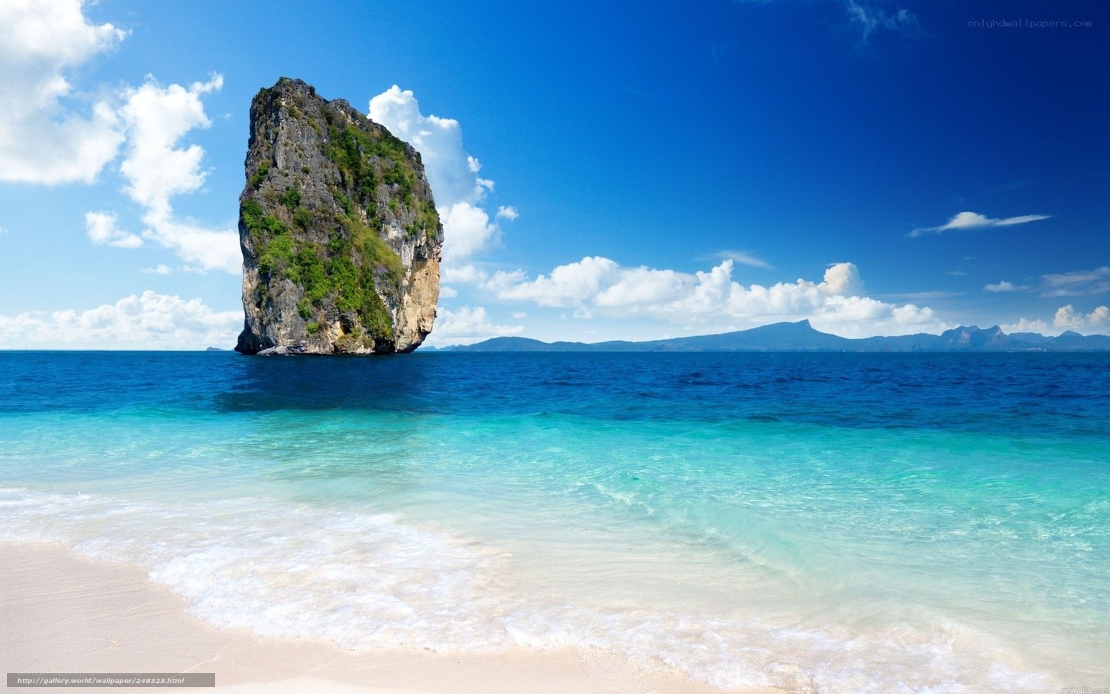 tropical beach with rock formation