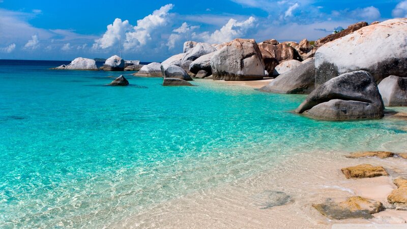 Tropical Beach with Rocks — Afternoon, Ocean