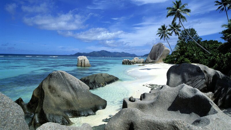 Tropical Beach with Rocks — Blue, Afternoon