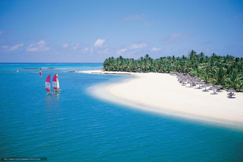 tropical beach with sailboats