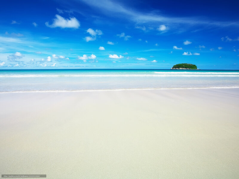 tropical beach with small island