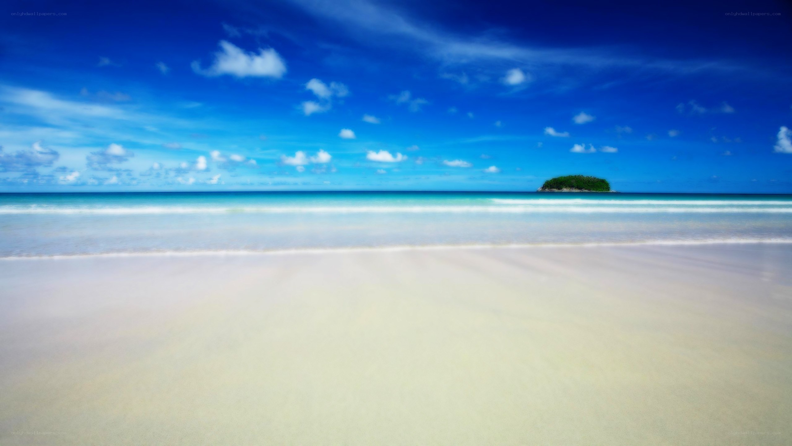 tropical beach with small island