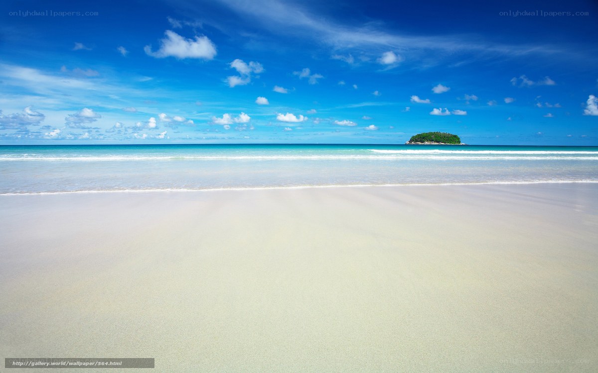 tropical beach with small island