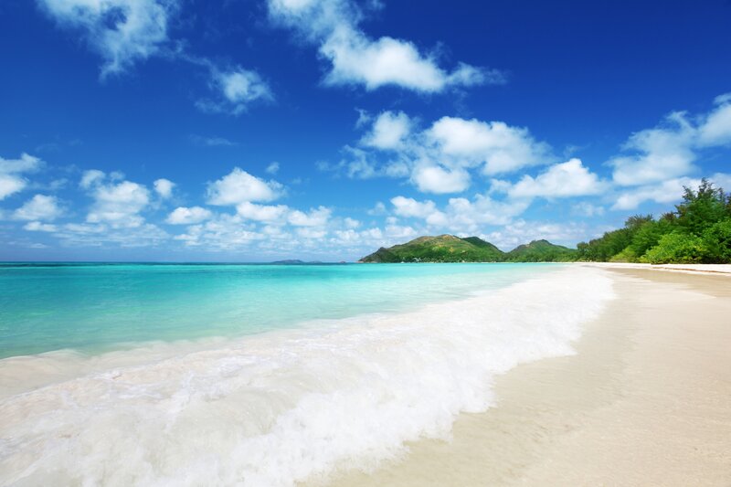 Tropical Beach with Waves — Blue, Serene, Afternoon, Photograph, Ocean, Sand