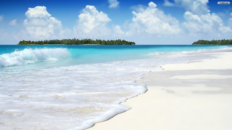 Tropical Beach with Waves — Blue, Serene, Afternoon, Photograph