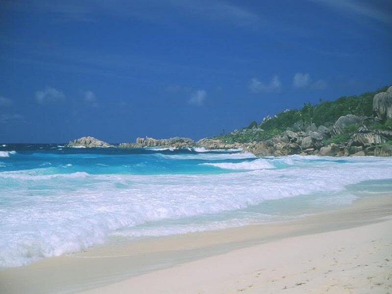 Tropical Beach with Waves — Blue, Serene, Afternoon