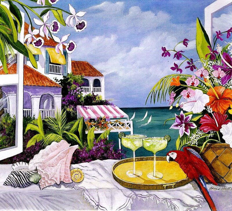 Tropical beachside cocktail scene