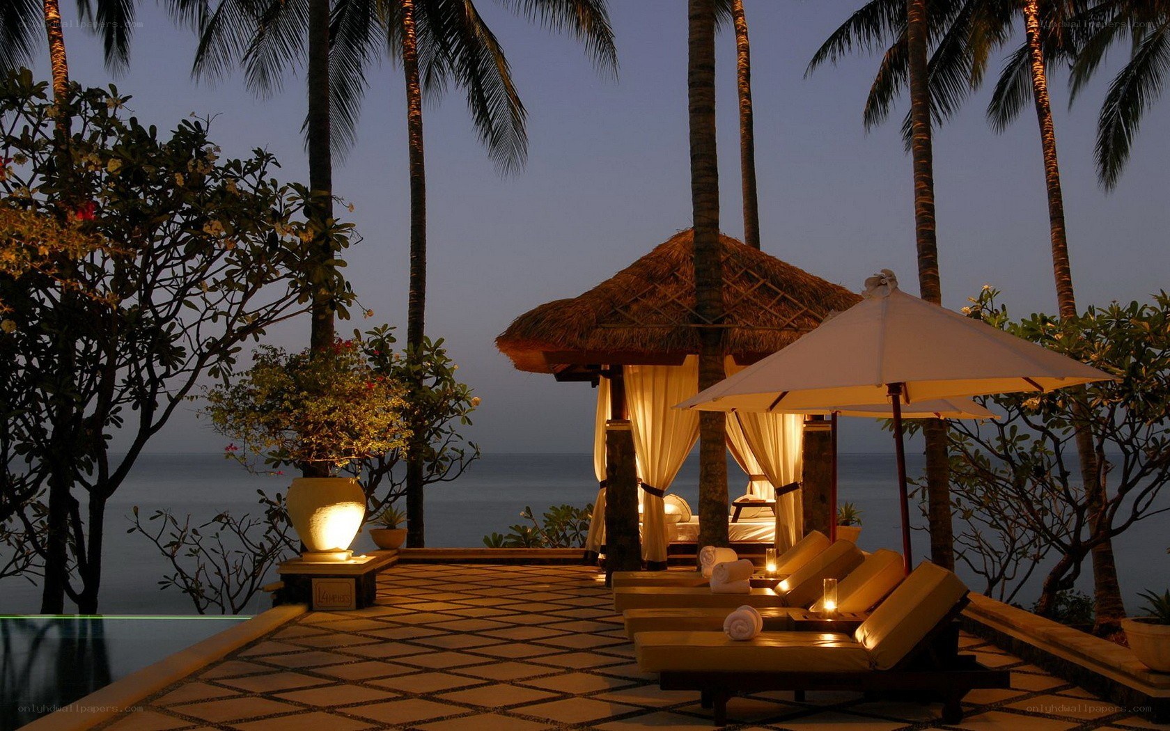 Tropical beachside relaxation area