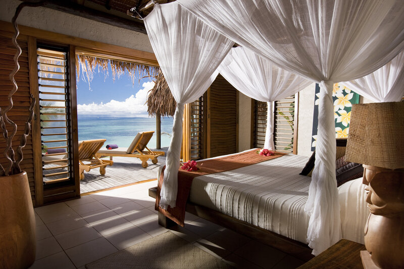Tropical Bedroom with Ocean View — White, Serene, Afternoon