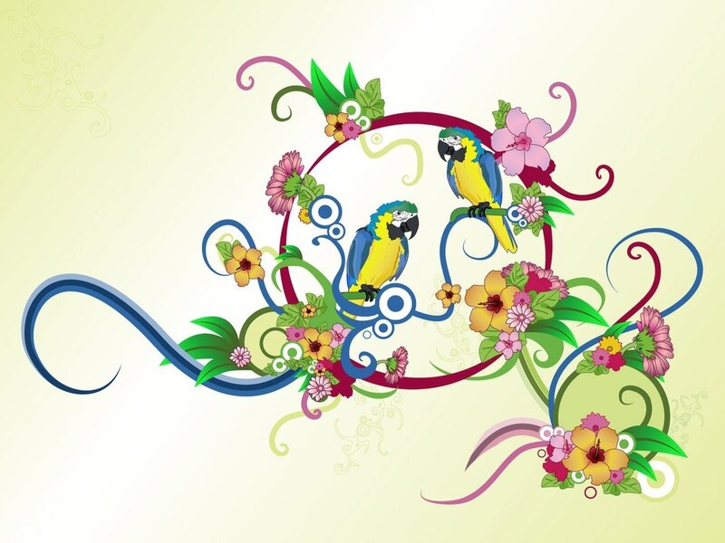 tropical birds and flowers design