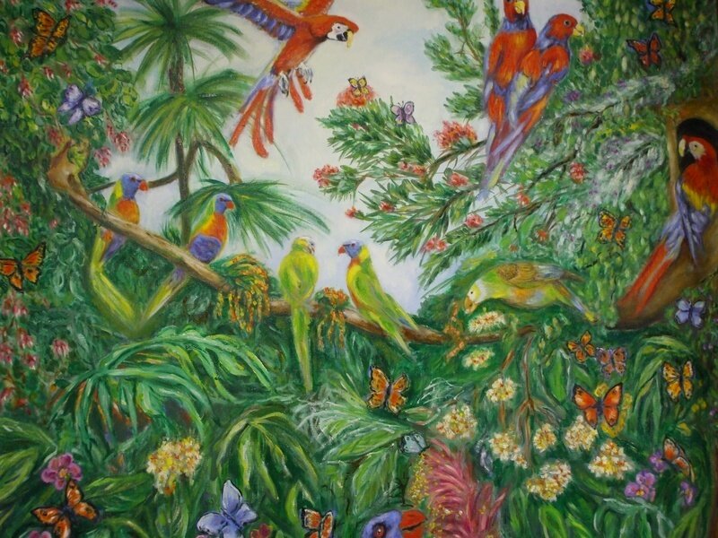 Tropical Birds in Jungle — Green