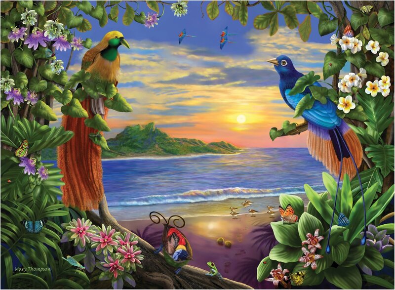 Tropical Birds on Beach