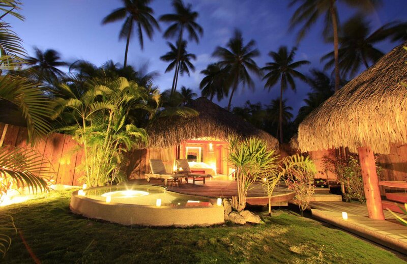 Tropical Bungalow at Night