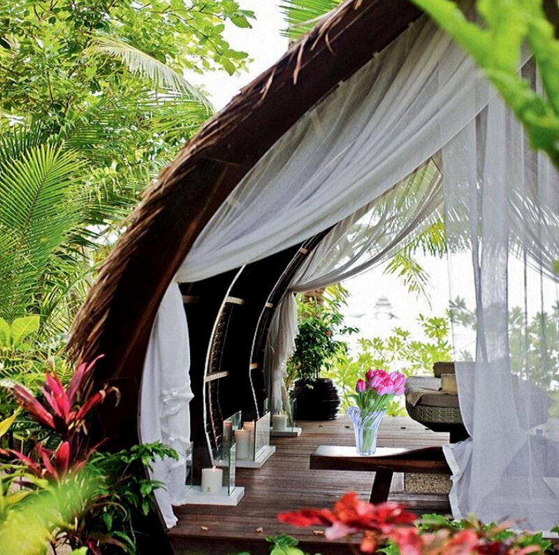 Tropical Cabana with Flowers