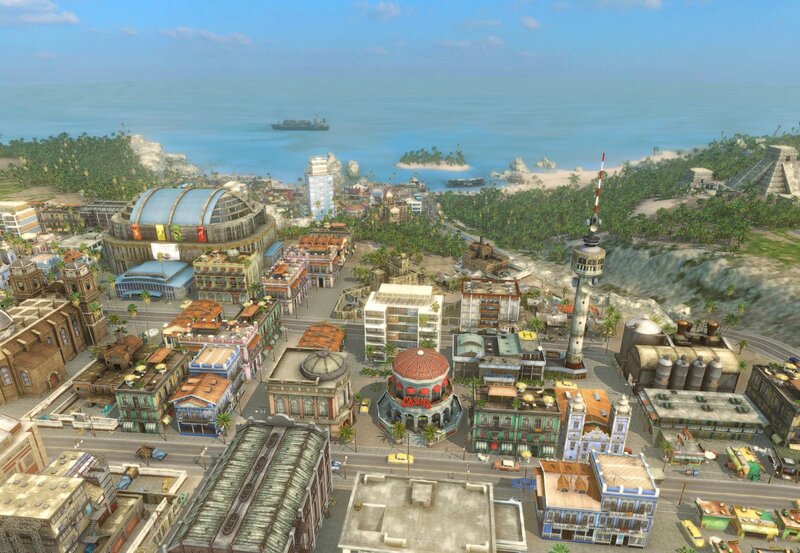 tropical cityscape with ocean view