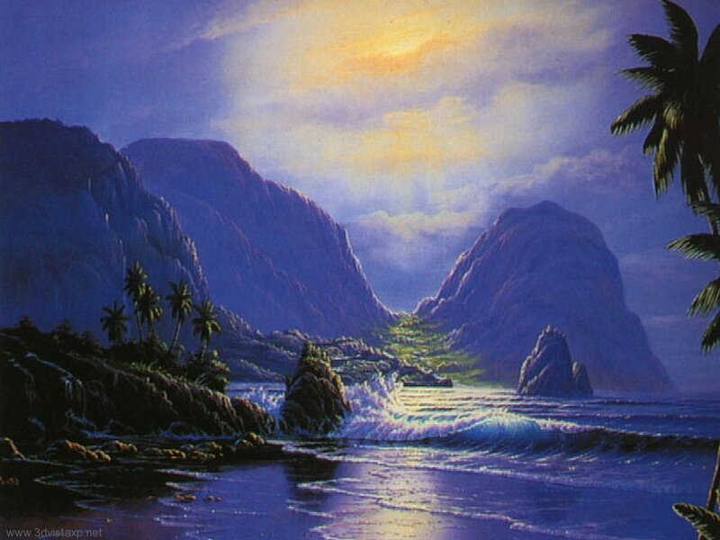 Tropical Coastline at Dusk