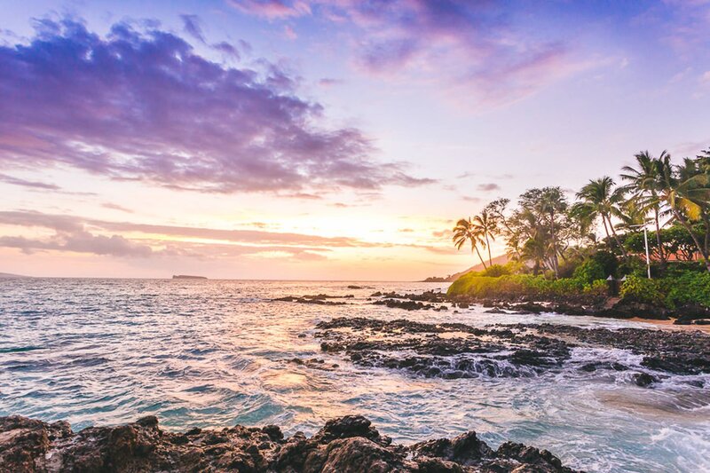 Tropical Coastline at Sunset