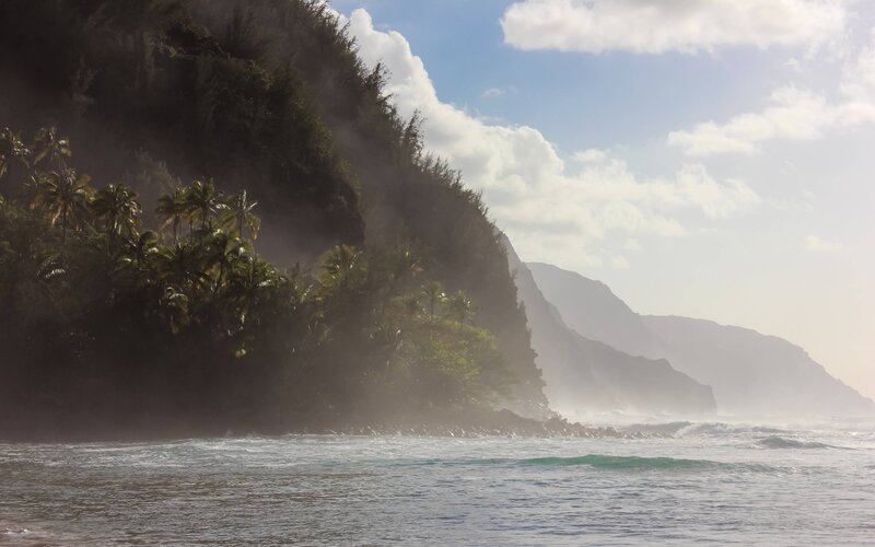 Tropical Coastline with Cliffs