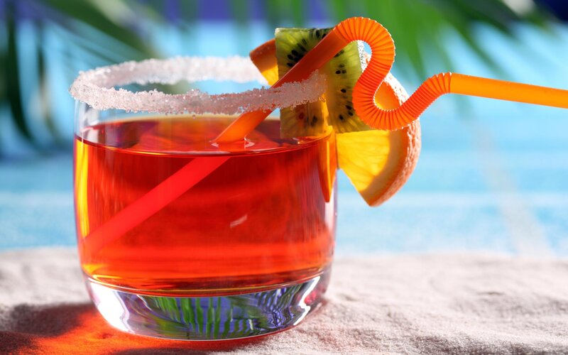 tropical cocktail by the pool