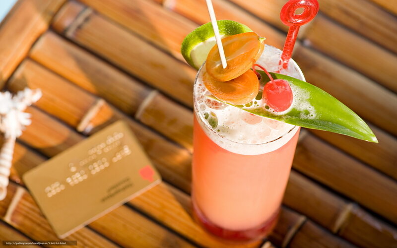 Tropical Cocktail on Bamboo