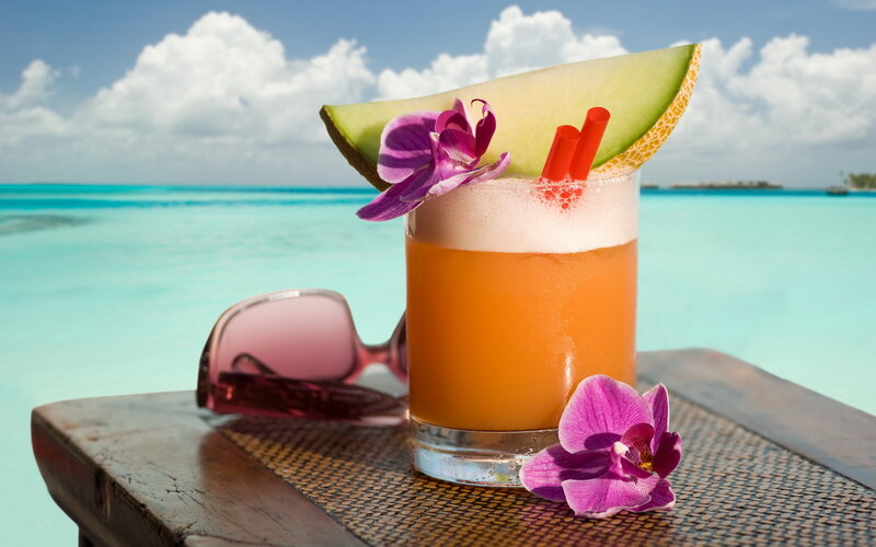 Tropical Cocktail on Table — Orange, Relaxed, Afternoon