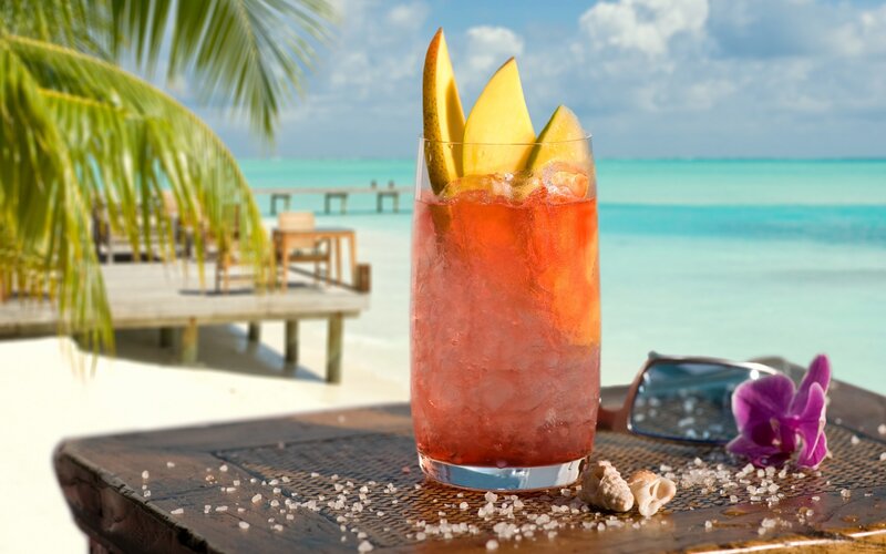 Tropical Cocktail on Table — Red