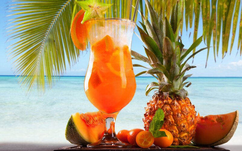 Tropical Cocktail with Fruit — Orange, Afternoon