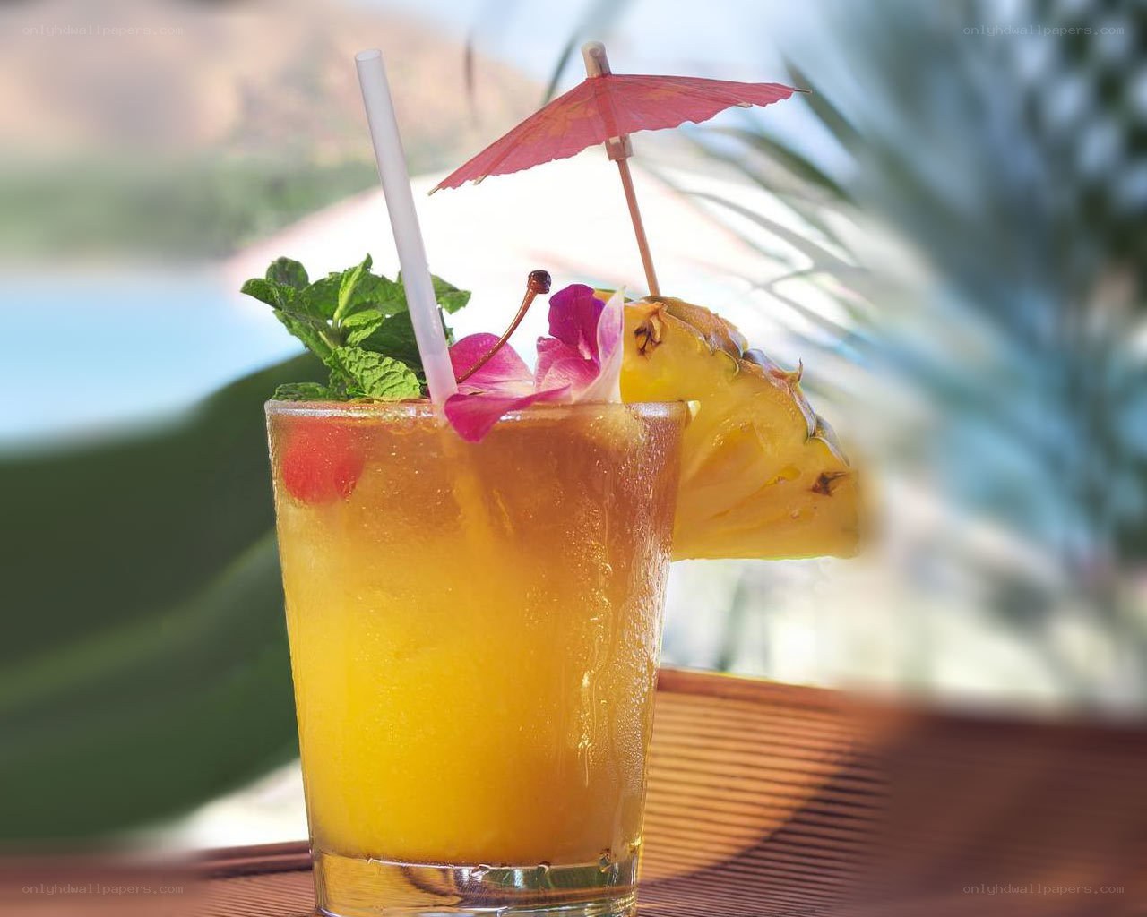 tropical cocktail with umbrella