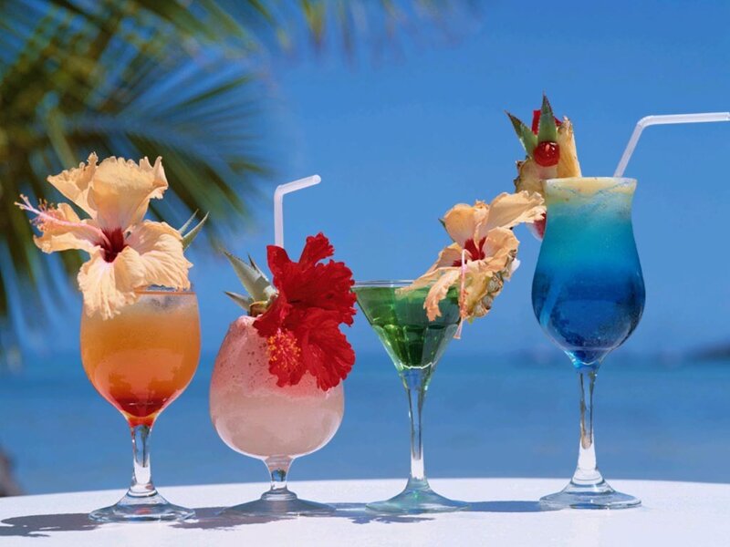 tropical cocktails by the beach