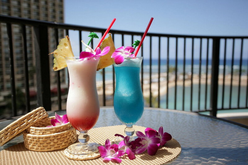 Tropical Cocktails on Balcony — Blue, Relaxed