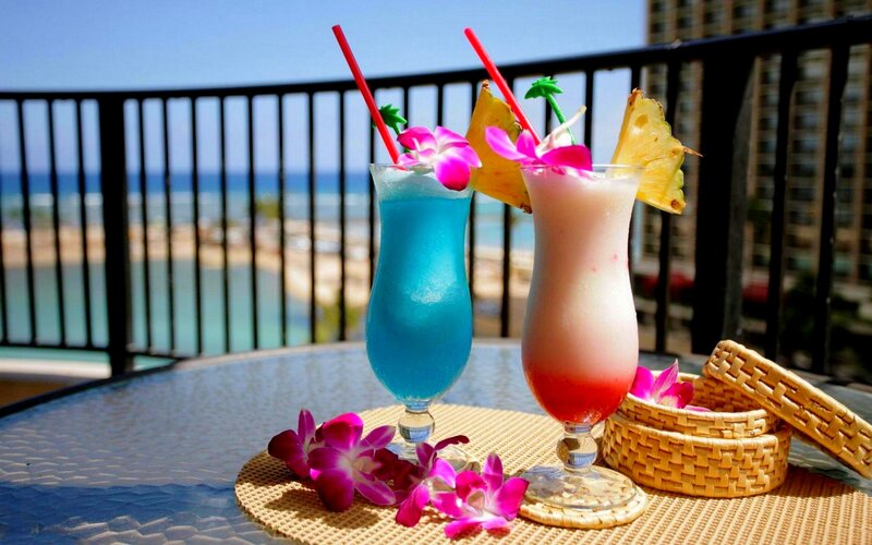 Tropical Cocktails on Balcony — Blue