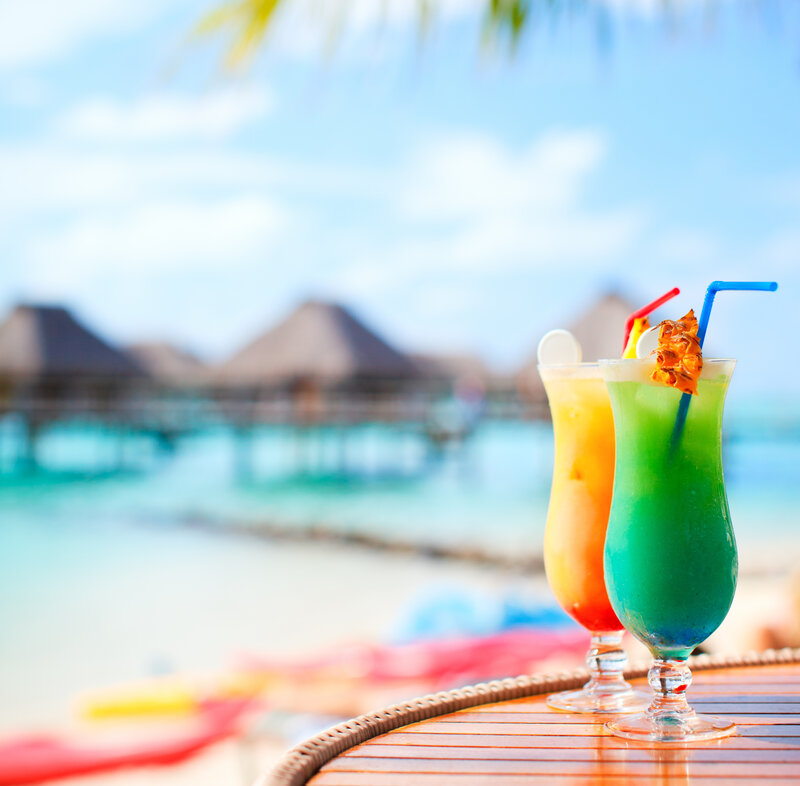 Tropical Cocktails on Table — Blue, Relaxed