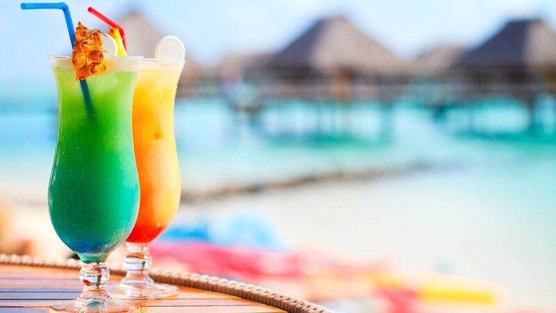 Tropical Cocktails on Table — Green, Relaxed
