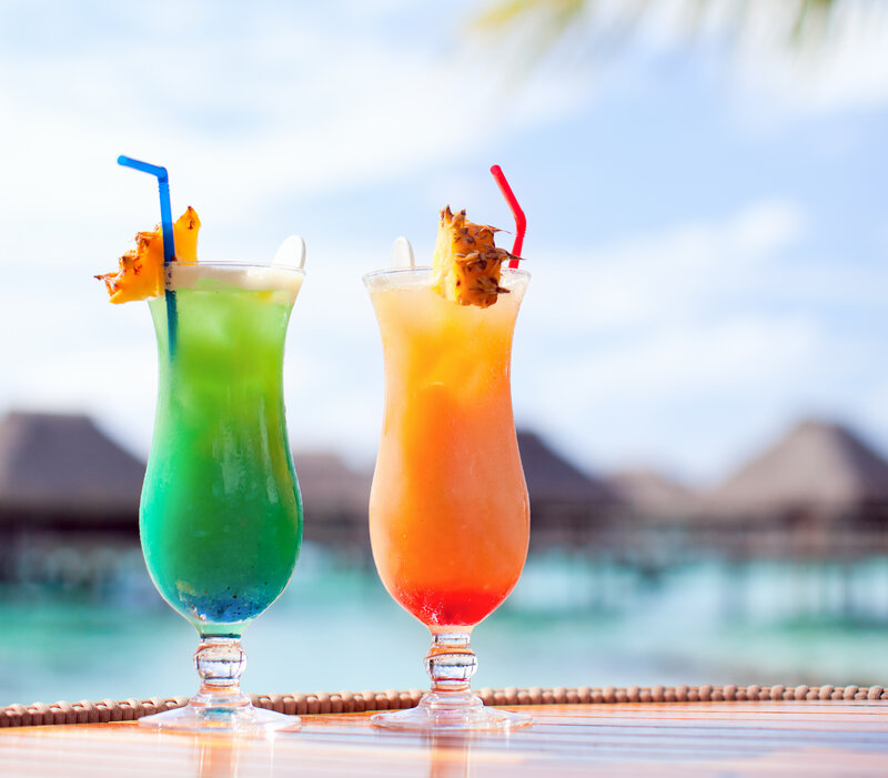 Tropical Cocktails on Table — Green