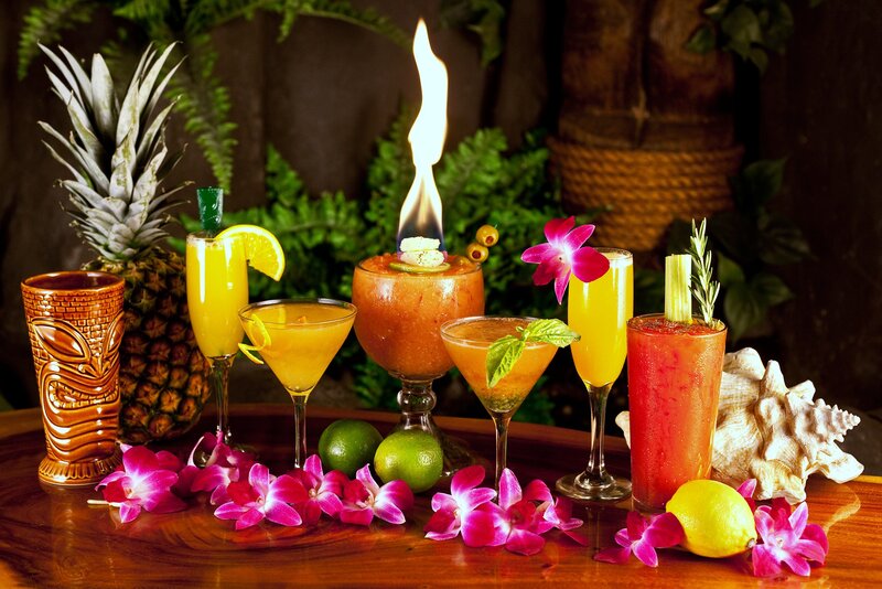 Tropical Cocktails on Table