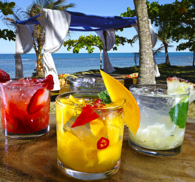 Tropical Cocktails on Table — Yellow