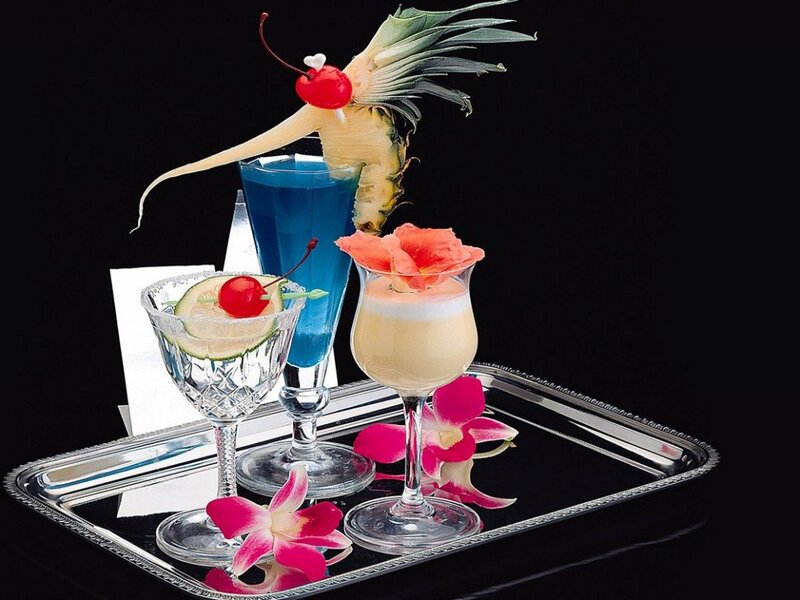 Tropical Cocktails on Tray