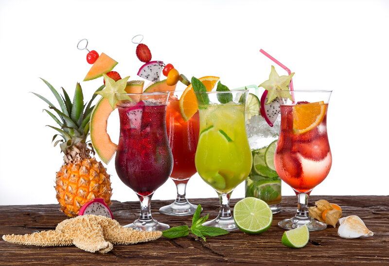 Tropical Cocktails on Wood